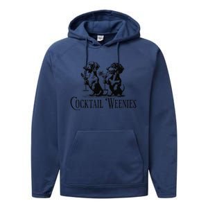 Martini Cocktail Lover Dachshund Cocktail Weenies Dachshund Gift Performance Fleece Hoodie