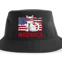 Meowica Cat Lover Usa Flag Independence Day 4th Of July Sustainable Bucket Hat