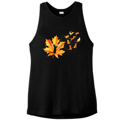 Maple Cat Leaf Fall Hello Autumn Funny Cat Kitten Lover Gift Ladies PosiCharge Tri-Blend Wicking Tank