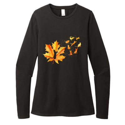 Maple Cat Leaf Fall Hello Autumn Funny Cat Kitten Lover Gift Womens CVC Long Sleeve Shirt