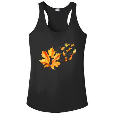 Maple Cat Leaf Fall Hello Autumn Funny Cat Kitten Lover Gift Ladies PosiCharge Competitor Racerback Tank