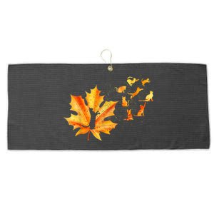 Maple Cat Leaf Fall Hello Autumn Funny Cat Kitten Lover Gift Large Microfiber Waffle Golf Towel