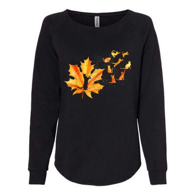 Maple Cat Leaf Fall Hello Autumn Funny Cat Kitten Lover Gift Womens California Wash Sweatshirt