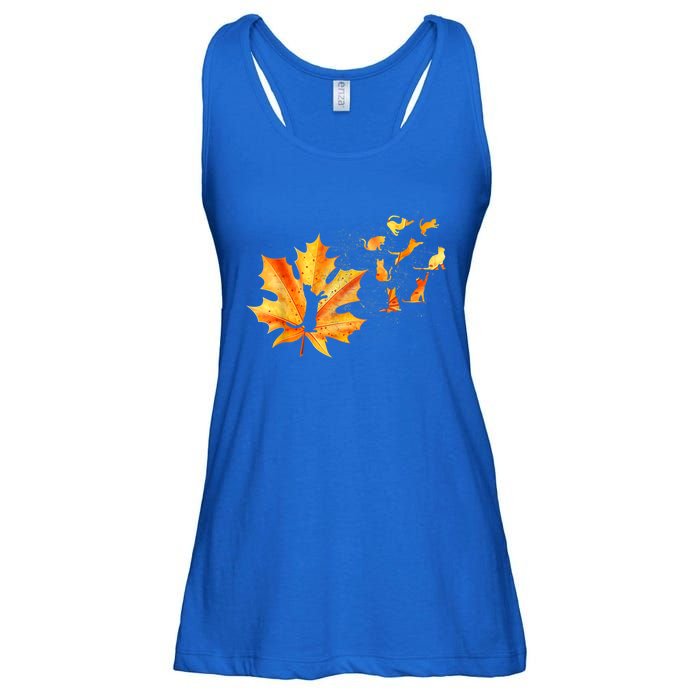 Maple Cat Leaf Fall Hello Autumn Funny Cat Kitten Lover Gift Ladies Essential Flowy Tank