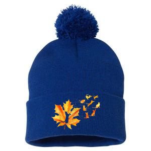 Maple Cat Leaf Fall Hello Autumn Funny Cat Kitten Lover Gift Pom Pom 12in Knit Beanie