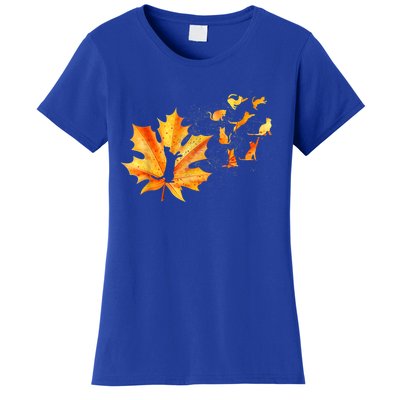 Maple Cat Leaf Fall Hello Autumn Funny Cat Kitten Lover Gift Women's T-Shirt