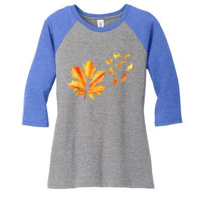 Maple Cat Leaf Fall Hello Autumn Funny Cat Kitten Lover Gift Women's Tri-Blend 3/4-Sleeve Raglan Shirt