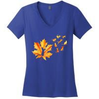 Maple Cat Leaf Fall Hello Autumn Funny Cat Kitten Lover Gift Women's V-Neck T-Shirt