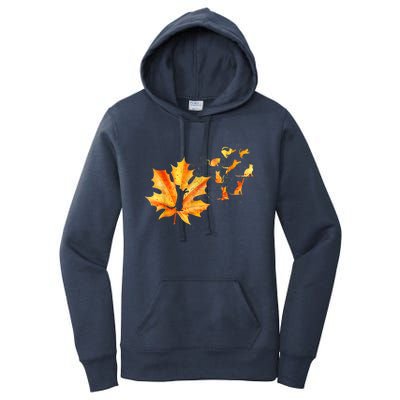 Maple Cat Leaf Fall Hello Autumn Funny Cat Kitten Lover Gift Women's Pullover Hoodie