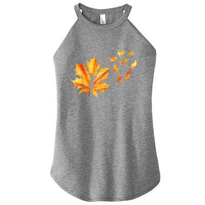 Maple Cat Leaf Fall Hello Autumn Funny Cat Kitten Lover Gift Women's Perfect Tri Rocker Tank