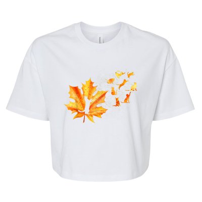 Maple Cat Leaf Fall Hello Autumn Funny Cat Kitten Lover Gift Bella+Canvas Jersey Crop Tee