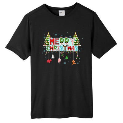 Merry Christmas Lights Red Santa Hat Xmas Family Tall Fusion ChromaSoft Performance T-Shirt