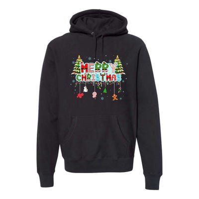 Merry Christmas Lights Red Santa Hat Xmas Family Premium Hoodie