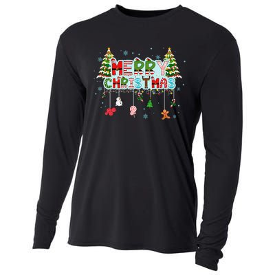 Merry Christmas Lights Red Santa Hat Xmas Family Cooling Performance Long Sleeve Crew