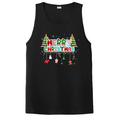 Merry Christmas Lights Red Santa Hat Xmas Family PosiCharge Competitor Tank