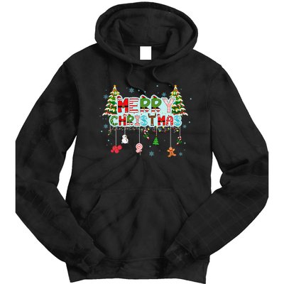 Merry Christmas Lights Red Santa Hat Xmas Family Tie Dye Hoodie