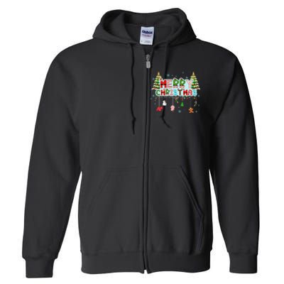 Merry Christmas Lights Red Santa Hat Xmas Family Full Zip Hoodie