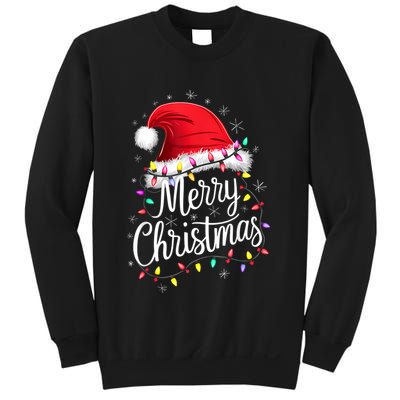 Merry Christmas Lights Red Santa Hat Xmas Family Sweatshirt