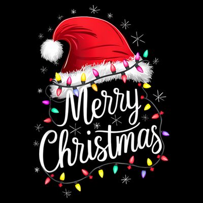 Merry Christmas Lights Red Santa Hat Xmas Family T-Shirt