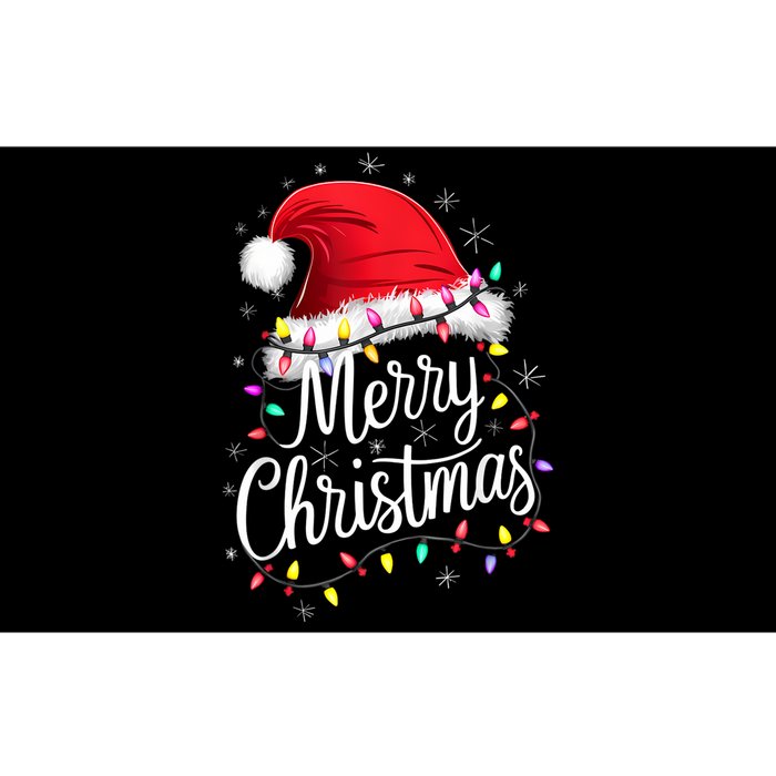 Merry Christmas Lights Red Santa Hat Xmas Family Bumper Sticker