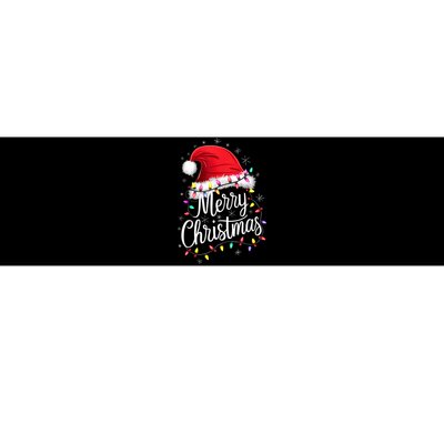 Merry Christmas Lights Red Santa Hat Xmas Family Bumper Sticker