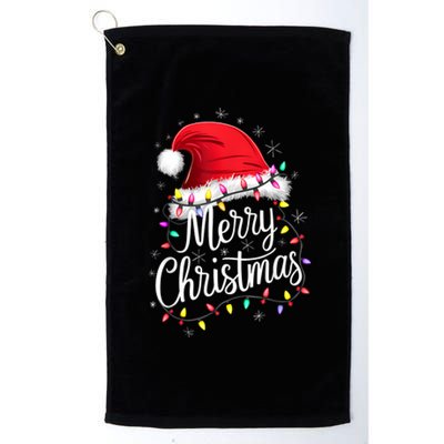 Merry Christmas Lights Red Santa Hat Xmas Family Platinum Collection Golf Towel