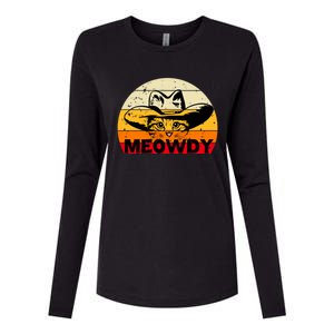 Meowdy Cat Lover Womens Cotton Relaxed Long Sleeve T-Shirt