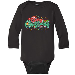 Merry Christmas Lights Red Santa Hat Matching Family Outfits Baby Long Sleeve Bodysuit