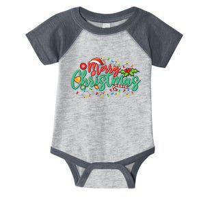 Merry Christmas Lights Red Santa Hat Matching Family Outfits Infant Baby Jersey Bodysuit