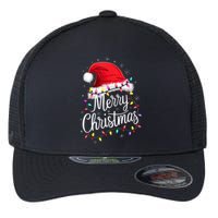 Merry Christmas Lights Red Santa Hat Xmas Family Flexfit Unipanel Trucker Cap