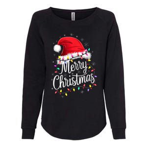 Merry Christmas Lights Red Santa Hat Xmas Family Womens California Wash Sweatshirt