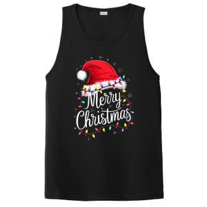 Merry Christmas Lights Red Santa Hat Xmas Family PosiCharge Competitor Tank