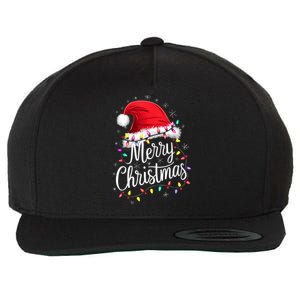 Merry Christmas Lights Red Santa Hat Xmas Family Wool Snapback Cap