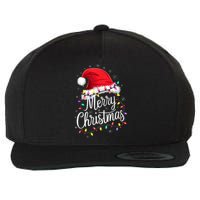 Merry Christmas Lights Red Santa Hat Xmas Family Wool Snapback Cap