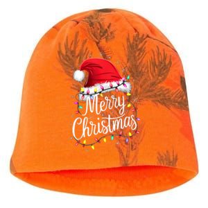 Merry Christmas Lights Red Santa Hat Xmas Family Kati - Camo Knit Beanie