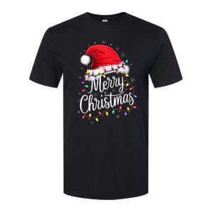 Merry Christmas Lights Red Santa Hat Xmas Family Softstyle CVC T-Shirt