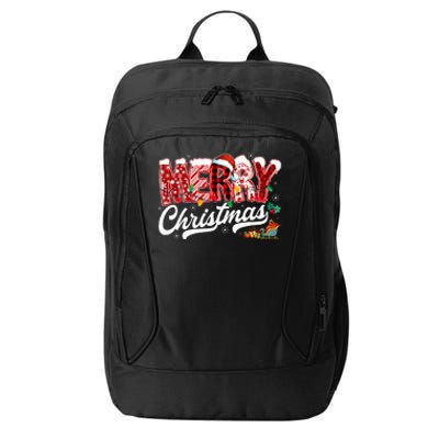 Merry Christmas Lights Red Santa Hat Xmas Family City Backpack