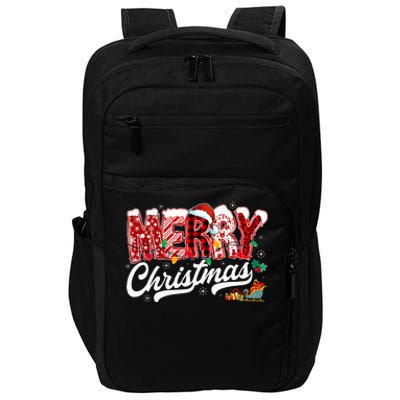 Merry Christmas Lights Red Santa Hat Xmas Family Impact Tech Backpack