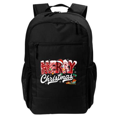 Merry Christmas Lights Red Santa Hat Xmas Family Daily Commute Backpack