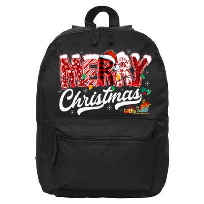 Merry Christmas Lights Red Santa Hat Xmas Family 16 in Basic Backpack