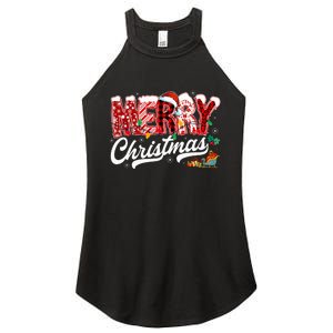 Merry Christmas Lights Red Santa Hat Xmas Family Women's Perfect Tri Rocker Tank