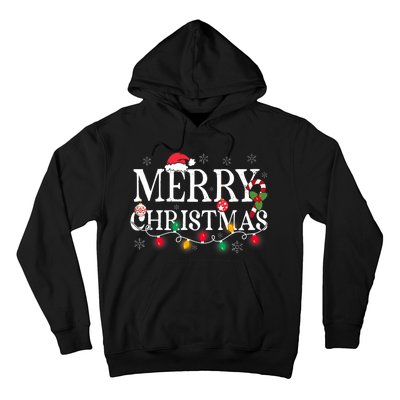 Merry Christmas Lights Santa Hat Xmas Family Hoodie