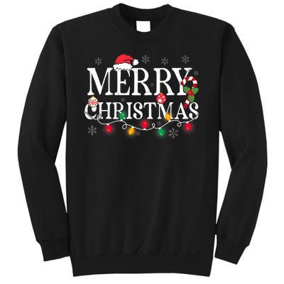 Merry Christmas Lights Santa Hat Xmas Family Sweatshirt