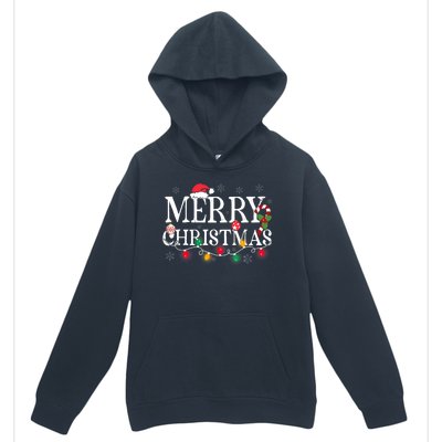 Merry Christmas Lights Santa Hat Xmas Family Urban Pullover Hoodie