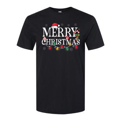 Merry Christmas Lights Santa Hat Xmas Family Softstyle CVC T-Shirt