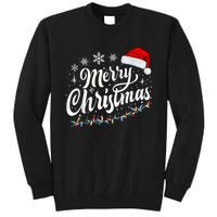 Merry Christmas Lights Red Santa Hat Xmas Family Women Tall Sweatshirt