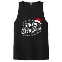 Merry Christmas Lights Red Santa Hat Xmas Family Women PosiCharge Competitor Tank