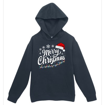 Merry Christmas Lights Red Santa Hat Xmas Family Women Urban Pullover Hoodie