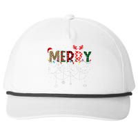 Merry Christmas Leopard Buffalo Red Plaid Santa Family  Snapback Five-Panel Rope Hat