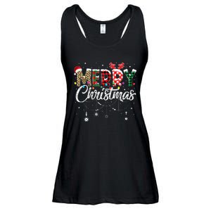 Merry Christmas Leopard Buffalo Red Plaid Santa Family  Ladies Essential Flowy Tank